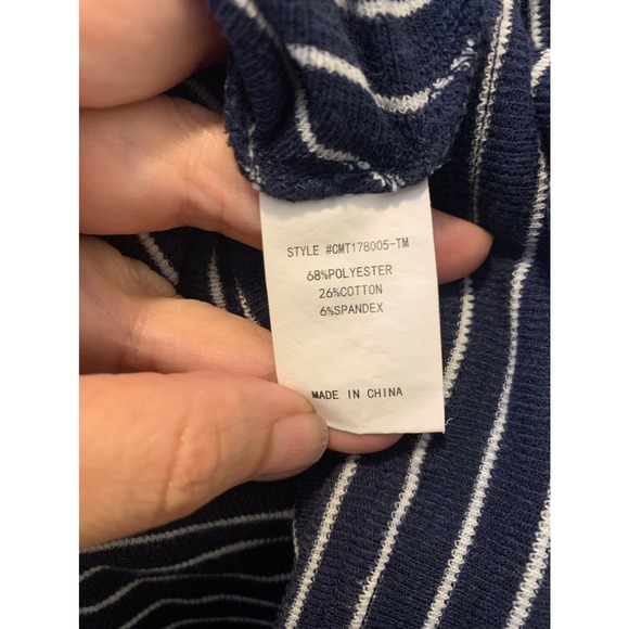 Melloday blue white stripes sleeveless front knot top size Large - Picture 3 of 7